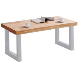 Home Heavenly Mesa de centro elevable con patas metal y sobre madera 120x60x48