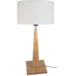 Tosel Lámpara de mesa madera natural pantalla crudo