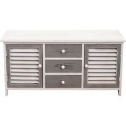 Mobili Rebecca Aparador bajo con 3 cajones y 2 puertas en madera blanco y gris