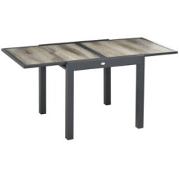 OKWISH Mesa de jardín beige de aluminio extensible 160x80x75 cm