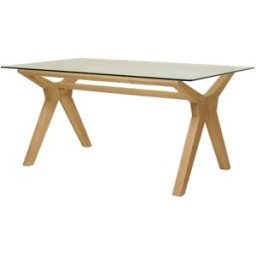 Wabi Home Mesa de comedor de madera maciza y cristal 180cm