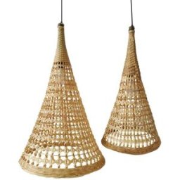NIYLO Conjunto de 2 lámparas de techo de bambú marrón de 50x50x95 cm