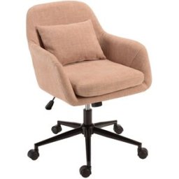 MACABANE Silla de oficina con ruedas de tela rosa y respaldo cuadrado