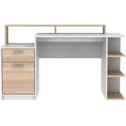 Unique Escritorio madera color natural claro, blanco