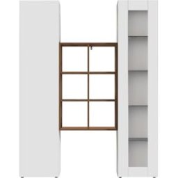 Whous Conjunto de muebles de salón de 140 cm efecto madera blanco / roble