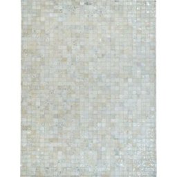 The Deco Factory Alfombra de cuero reciclado blanca y plateada 120x170