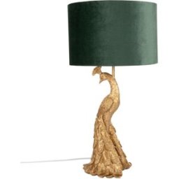Maisons du Monde Lámpara de pavo en dorado con pantalla de terciopelo en verde