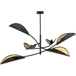 Wonderlamp Lámpara de araña negro 6 luces con pantallas en forma de hoja