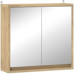Homcom Armario con espejo 48x14.5x45 cm madera natural