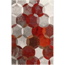 Esprit Alfombra tejida con diseño circular rojo/gris vintage 225x160