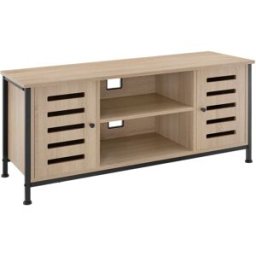 Tectake Mueble bajo para televisor 110x41,5x50,5cm, 2 puertas, madera clara