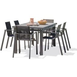 dcb garden Conjunto de comedor de jardín 6 plazas de aluminio