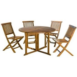 MACABANE Mesa y sillas de jardín de madera de teca aceitada 4/5 personas