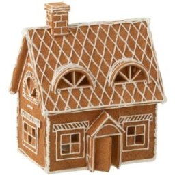J-line Casa de navidad de resina marrón 18.5x14x22 cm