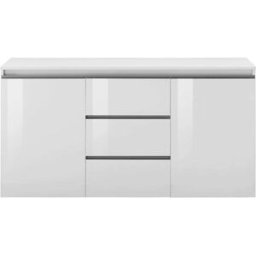 Whous Aparador 2 puertas 3 cajones 180 cm efecto madera color blanco brillo