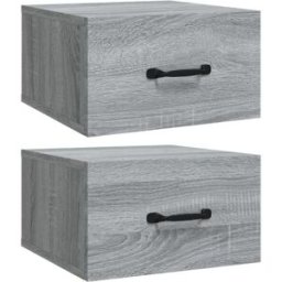 Maison Chic Juego de 2 mesitas de noche de pared madera gris sonoma 35x35x20 cm