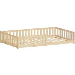 ML-Design Cama de suelo infantil doble 120x200 cm natural madera maciza de pino