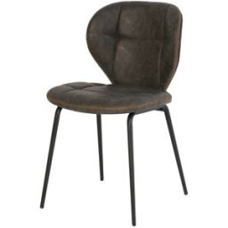 Koketto Home Silla de comedor con asiento de cuero sintético gris.