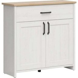 Petits meubles Bufé 2 puertas y 1 cajón paneles de melamina blanco y madera