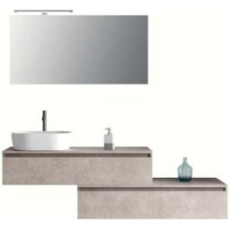 AQA DESIGN Mueble de baño de 5 piezas en melamina color beige piedra