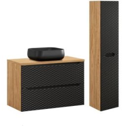 Petits meubles Conjunto de muebles con lavabo paneles de melamina y de mdf negro