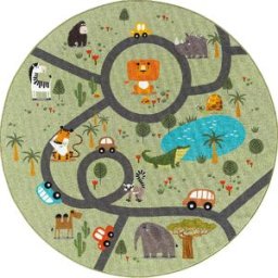 The carpet Alfombra infantil animal, verde, 160 cm, redondo