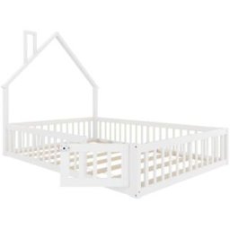 OKWISH Cama infantil blanca de pino con chimenea 140x190 cm