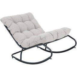 Axi Silla de jardín mecedora con cojines de olefina - negro/beige
