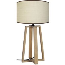Tosel lámpara de quatro piés madera natural pantalla blanco