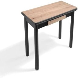 Pondecor Mesa extensible tipo libro negro y roble. 80×40/80×76 cm