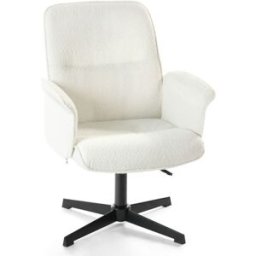 Meubles Cosy Silla de oficina giratoria 360° y ajustable, en tejido bouclé, blanca
