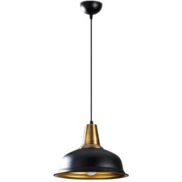 Wonderlamp Lámpara de techo negro y latón con pantalla metálica diámetro 40 cm