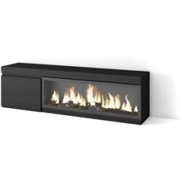 Skraut home Mueble tv efecto madera negro 158x35x45cm chimenea efecto fuego