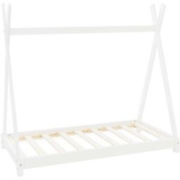 ML-Design Cama infantil tipi 70x140 cm color blanco con anticaída y somier