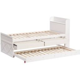 MODFU Cama infantil de madera blanca 90 x 190 cm con cajones