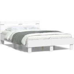 Maison Chic Cama matrimonial con cabecero madera blanco 120x190 cm