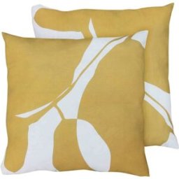 Oviala Juego de 2 cojines cuadrados de poliéster 45x45x8 cm blanco y ocre