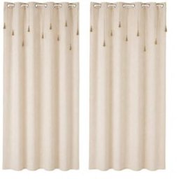 NIYLO Conjunto de 2 cortinas en algodón beige 140x260 cm