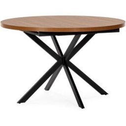 HOMN Mesa redonda extensible efecto Nogal, 120-160 cm