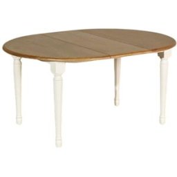 Robin des Bois Mesa redonda de roble con 1 extensión para 4/6 cubiertos blanca