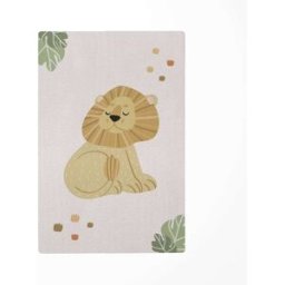 Decochic Alfombra de juego infantil animales león verde 118x180cm
