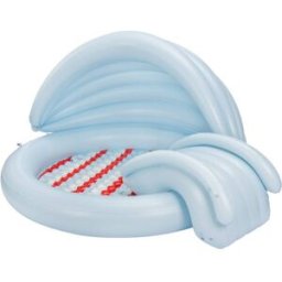 Flamingueo Centro de juegos acuático con tobogán de PVC azul