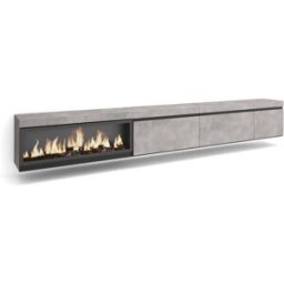Skraut home Mueble tv efecto madera cemento 317x35x45cm chimenea efecto fuego