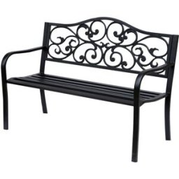 Outsunny Banco de jardín 127x60x89 cm negro