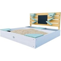 Axi Arenero con pared de juegos, madera, blanco/azul, 105 x 100 x 58 cm