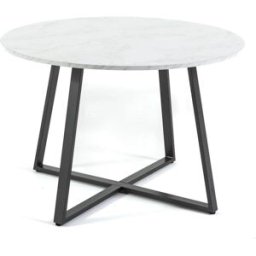 Fuori Mesa redonda 110 cm con tablero efecto mármol y patas de metal