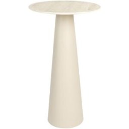 Drawer Mesa auxiliar redonda efecto travertino ø40cm h70cm - beige