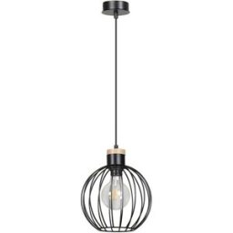 Wonderlamp Lámpara colgante con pantalla de metal en rejilla negro y madera