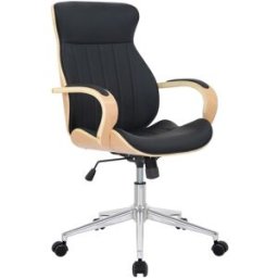 CLP Silla de oficina giratoria regulable en simil cuero natural/negro