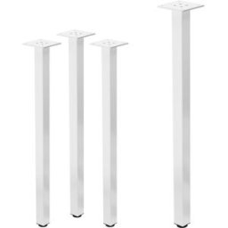 ML-Design Set 4x patas de mesa 72 cm regulables de acero 4x4 cm blanco brillante